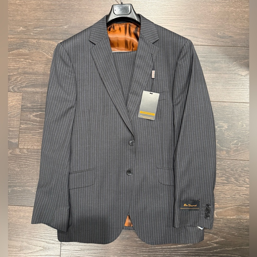Ben Sherman Kensington Fit Black Pinstripe  Suit 44S W37